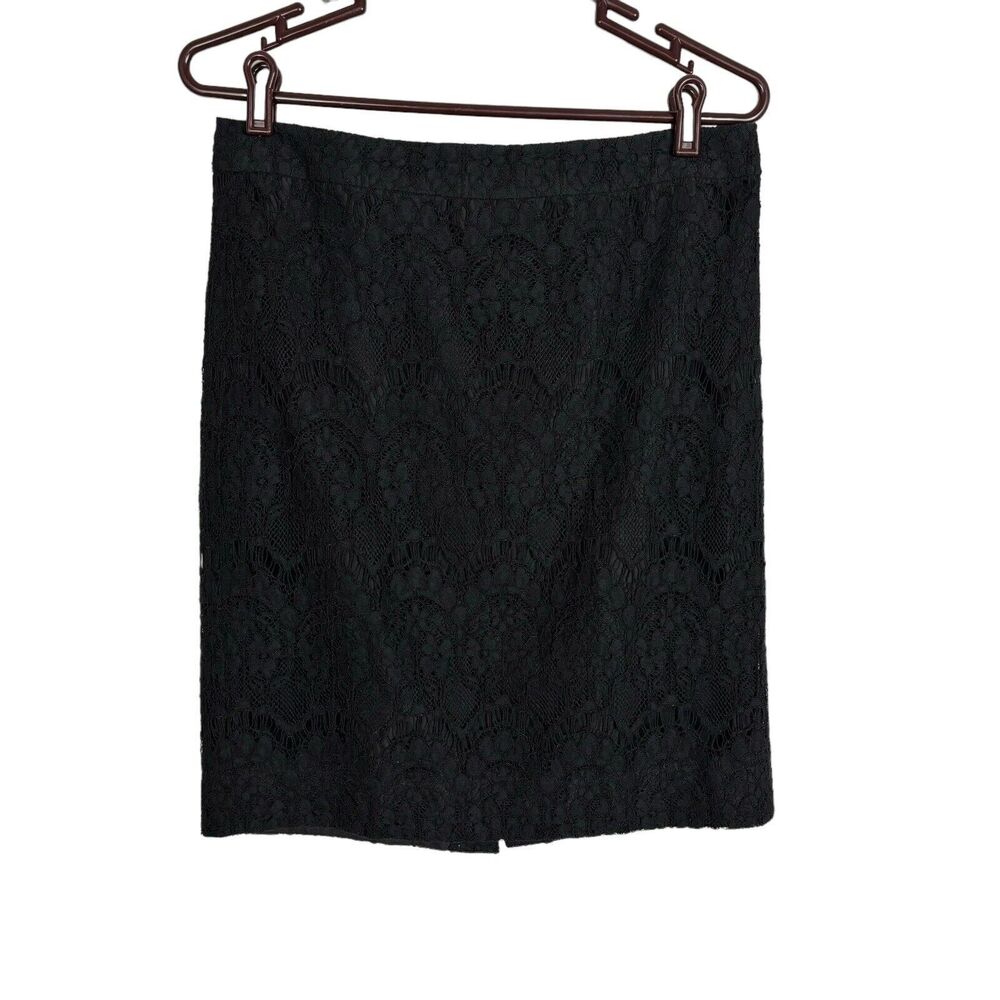 NWT J. Crew Black Lace Pencil Skirt Women's Size 6